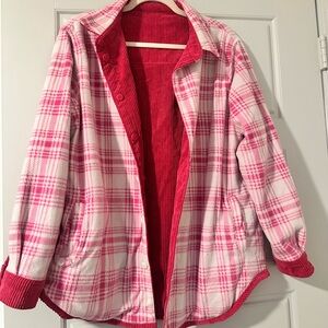 Love Tree Pink and White Checkered/Reversible  Coat